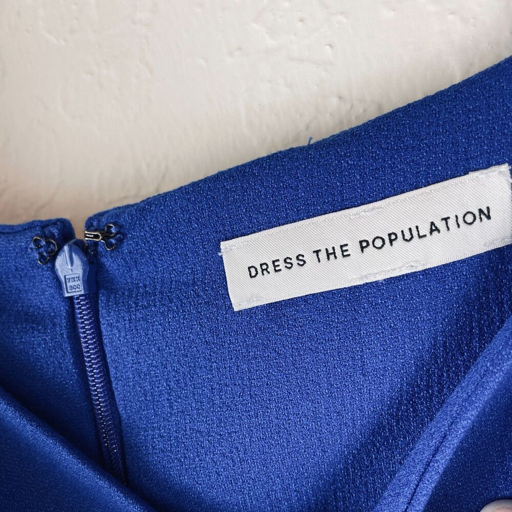 ~ Dress The Population LG Dress Royal Blue Midi Sleeveless Sweatheart - Picture 10 of 13